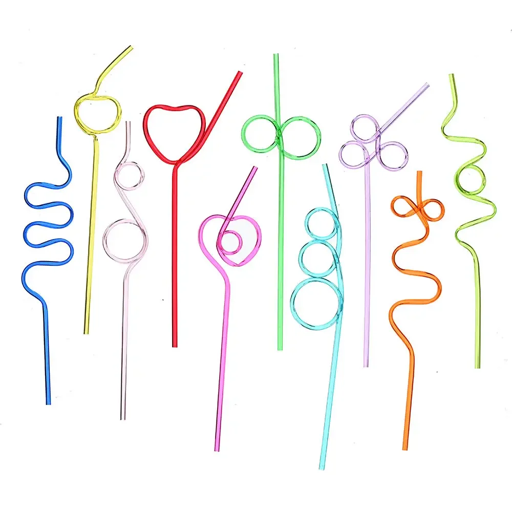 12pcs 26cm Curly Colored Reusable Drinking Straws Spiral DIY Handmade Drinks Water Portable Birthday Wedding Party Decorations