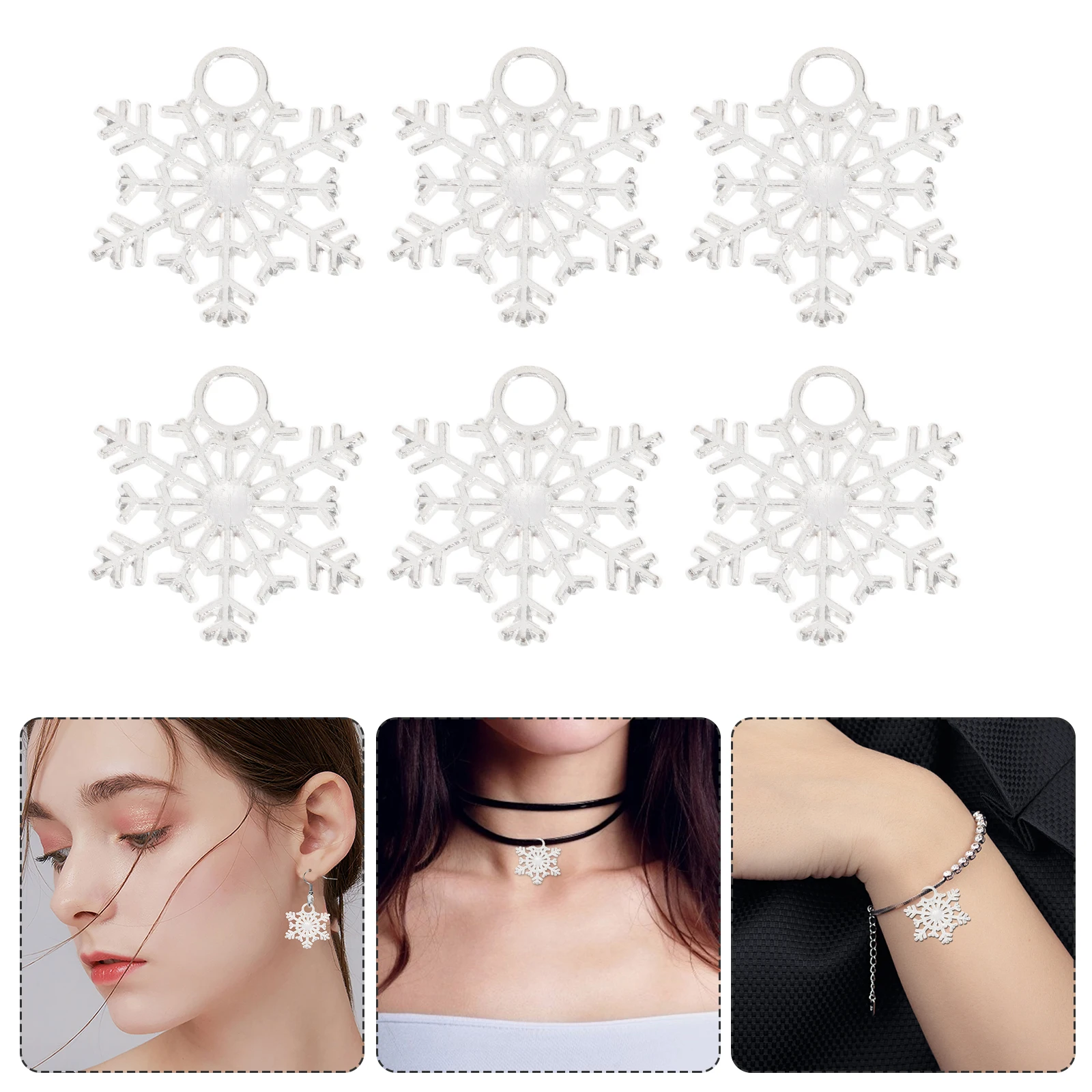 

50Pcs Snowflake Charms DIY Pendants for Jewelry Making Christmas Craft Findings Bracelets Necklaces Key Chains Handmade