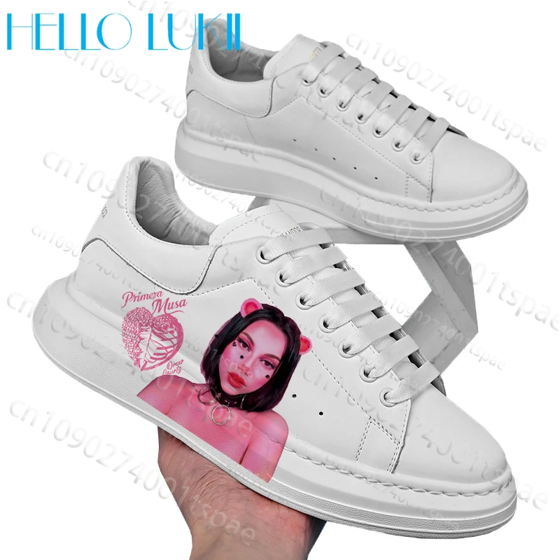 

rapper Omar Courtz PRIMERA MUSA Cross Border Hot Sale Adult Lace up White shoes For man woman pink Printing Shoes