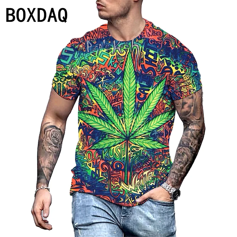 3D Marijuana No Smoking Print T-Shirt Men\'s Summer Short Sleeve O-Neck T Shirt 2023 New Oversized 6XL Fashion Men\'s Blouses