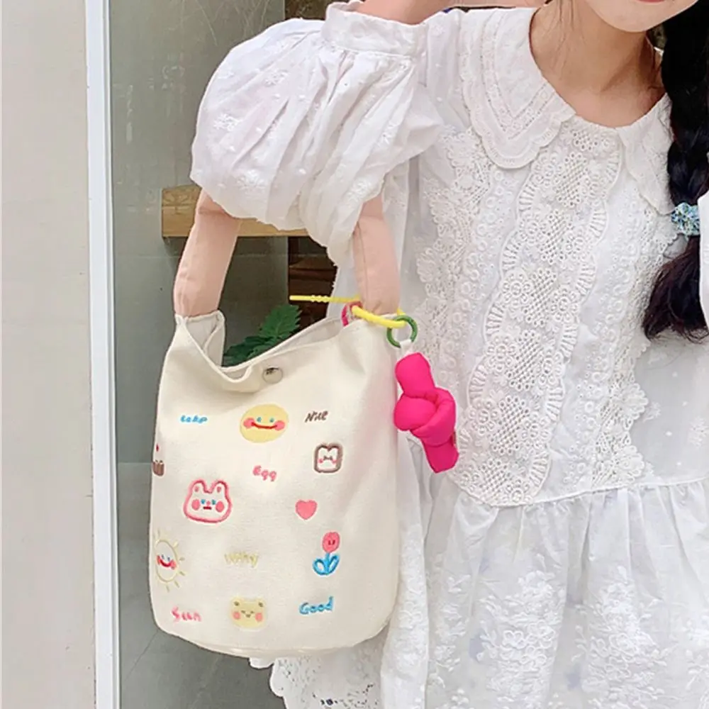 Girls Canvas Soft Handbags Shoulder Bag Lunch Bag Bucket Bags