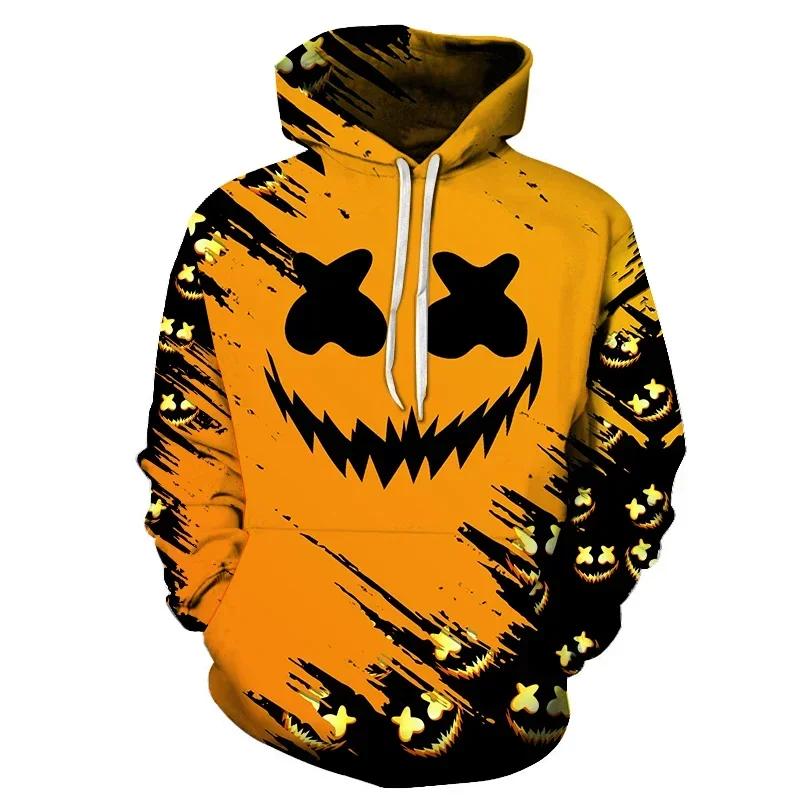 Halloween Fire Pumpkin Face 3D Print Hoodie Unisex Scary Flame Grimace Graphic Pullover Streetwear Sweatshirt