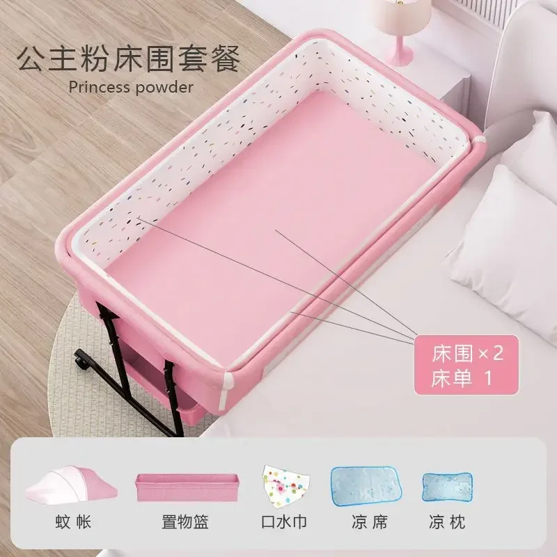 Folding Baby Crib Multifunctional Movable Portable Newborn Crib Spliced Large Bed