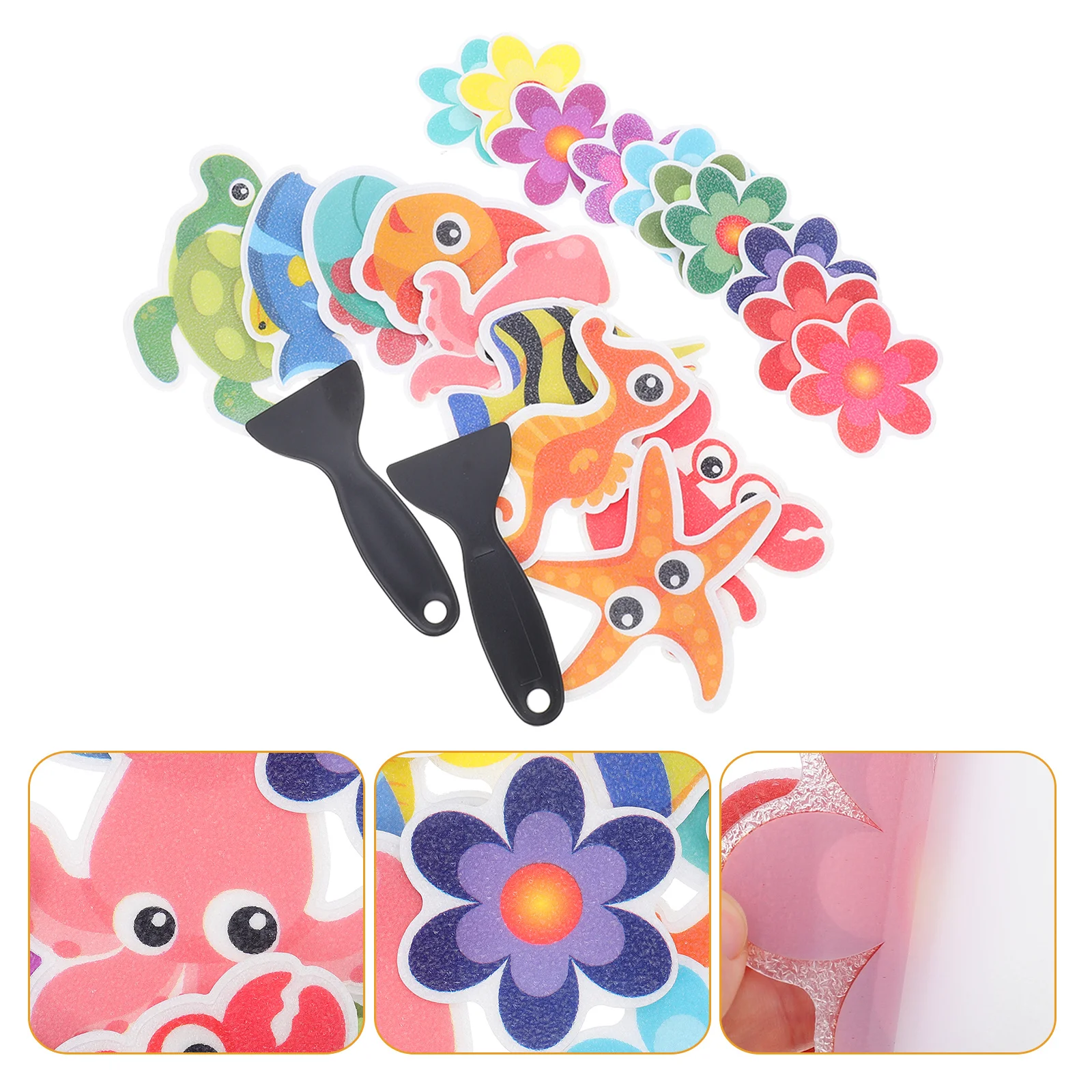 

1 set Anti-Slip Bathtub Marine Cartoon Design Non-Slip Floor Stickers Friendly Bathroom Wall Stickers For Shower Room
