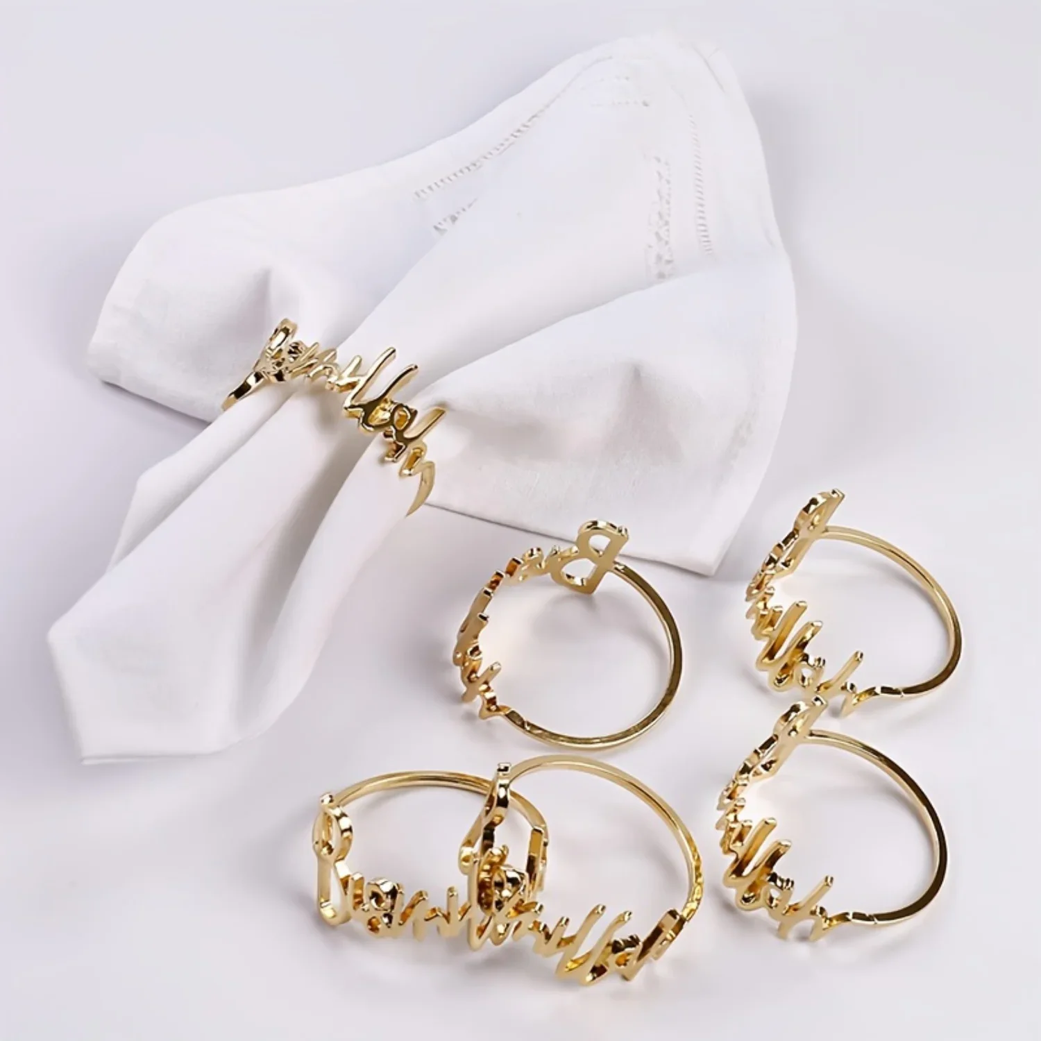 12 anillos para servilletas en forma de letra para fiesta, boda, aniversario, cumpleaños, Navidad, Acción de Gracias, Pascua, comedor delicado y sencillo