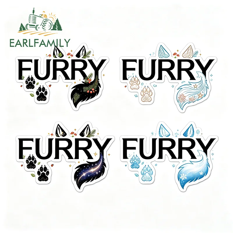 EARLFAMILY Cool Furry Tittle Logo Car Bumper Decal Popular Cartoon Car Gadget Decor Occlusion Scratch Practical Camper Goods