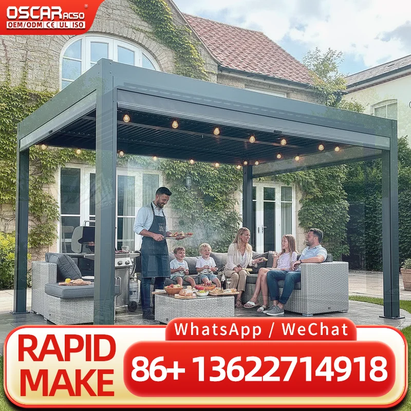 Outdoor Aluminum Faux Louvered Pergola Cover with Powder Coated Finish for Garden Balcony Patio pergola