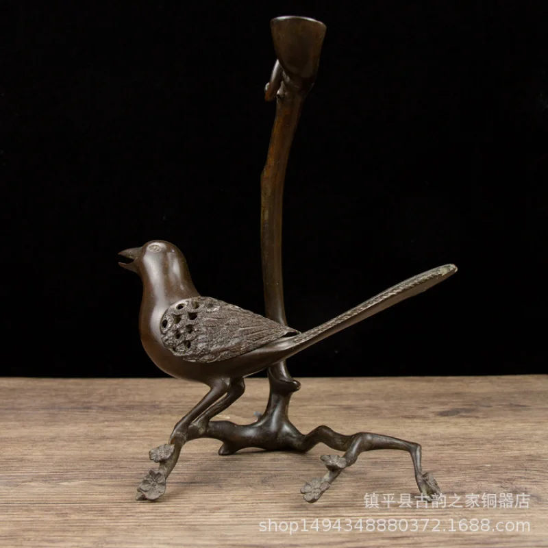Pure Copper Magpie Joyful Incense Burner Ornament Office Living Room Shop Desktop Decoration