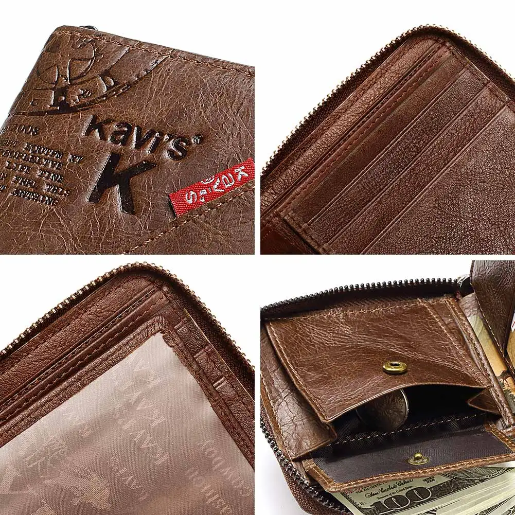 Genuine Leather Wallet For Men Short Casual Carteras Male Card Holder Billetera Hombre Luxury Small Zipper Coins Pocket Clutch