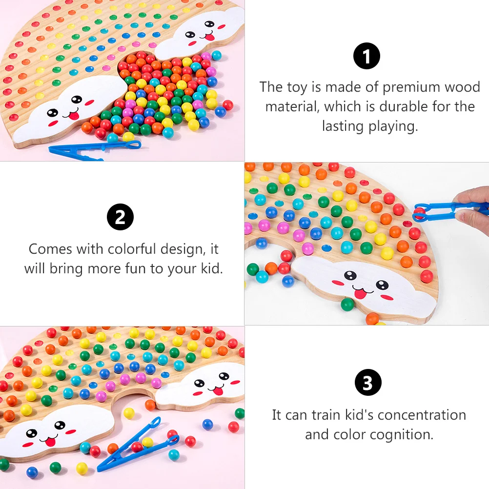 1Set Holz Regenbogen Perle Bord Clip Spiel Frühe Pädagogische Vorschule Spielzeug Farbe Anerkennung Kinder Interaktive