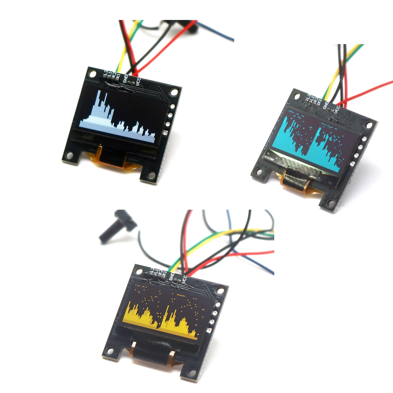 0.96 بوصة OLED الموسيقى الطيف عرض محلل 8-وضع ستيريو الصوت مصباح لتهيئة الجو مكبر للصوت مستوى المؤشر إيقاع VU متر