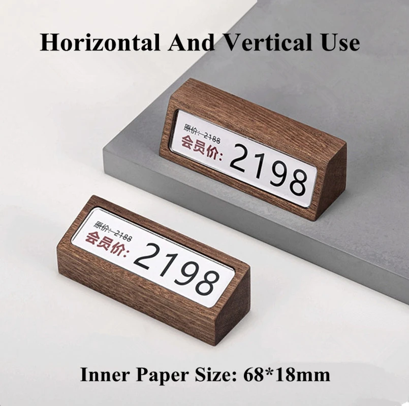 68x18mm Wood Mini Price Label Paper Holder Display Stand Sign Holder Storage Organizer Price Card Tags