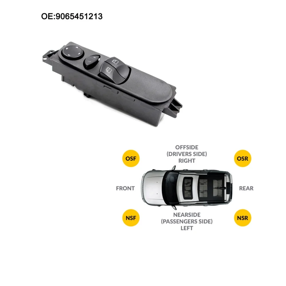 For Mercedes Sprinter W906 1x New Master Window Mirror Regulator Control Switch Interior Replacement Parts A9065451213