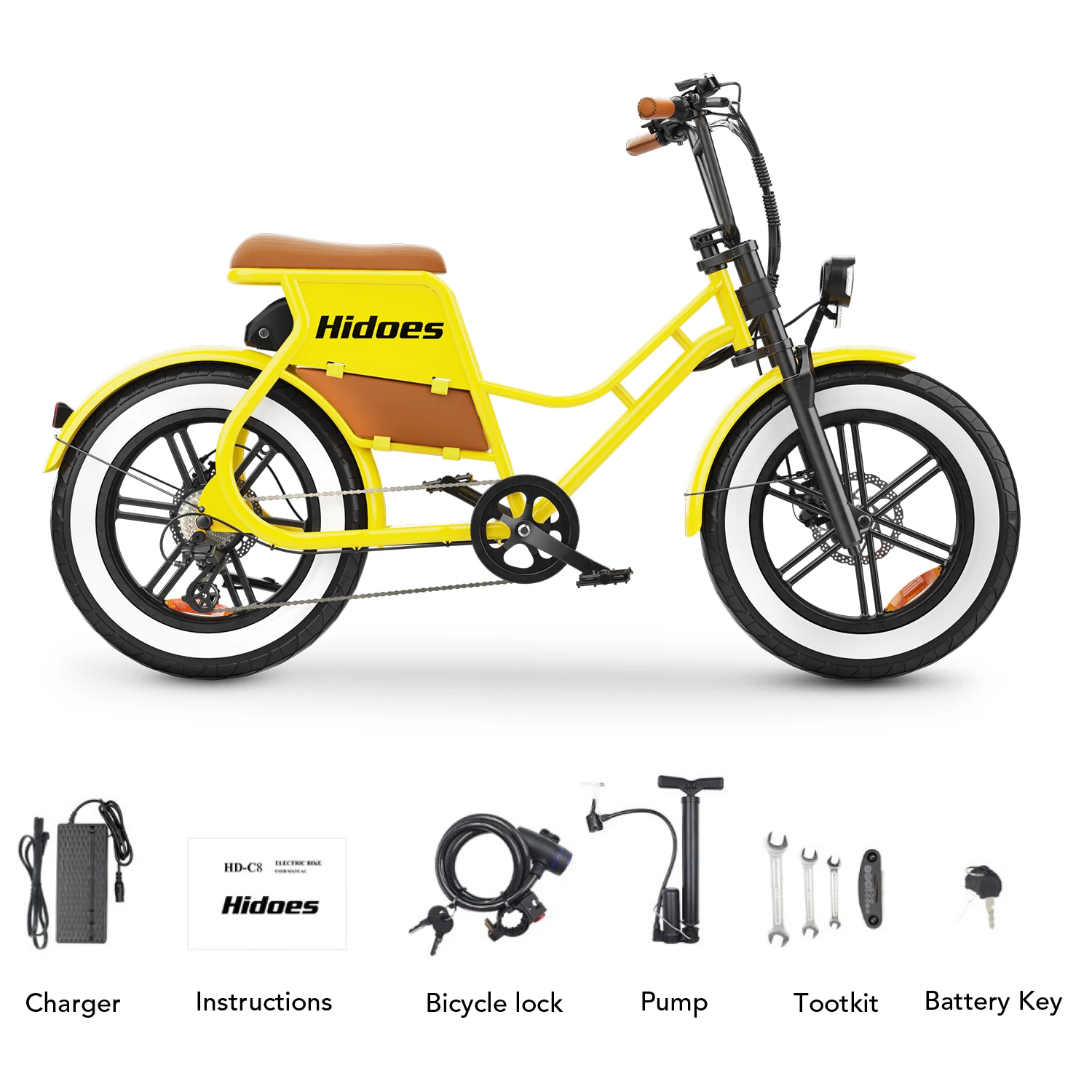 Hidoes C8 E-bike 700 واط موتور 48V17AH بطارية ليثيوم دراجة كهربائية الكبار 20*4 بوصة على الطرق الوعرة الدهون الإطارات جميع التضاريس دراجة كهربائية