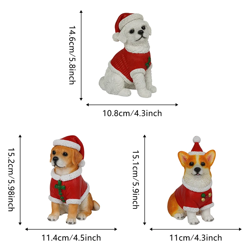 Resin Christmas Statues For Decoration Sculptures Christmas Ornaments Living Room Table Desk Decorative Dog Home Decor Drop Ship