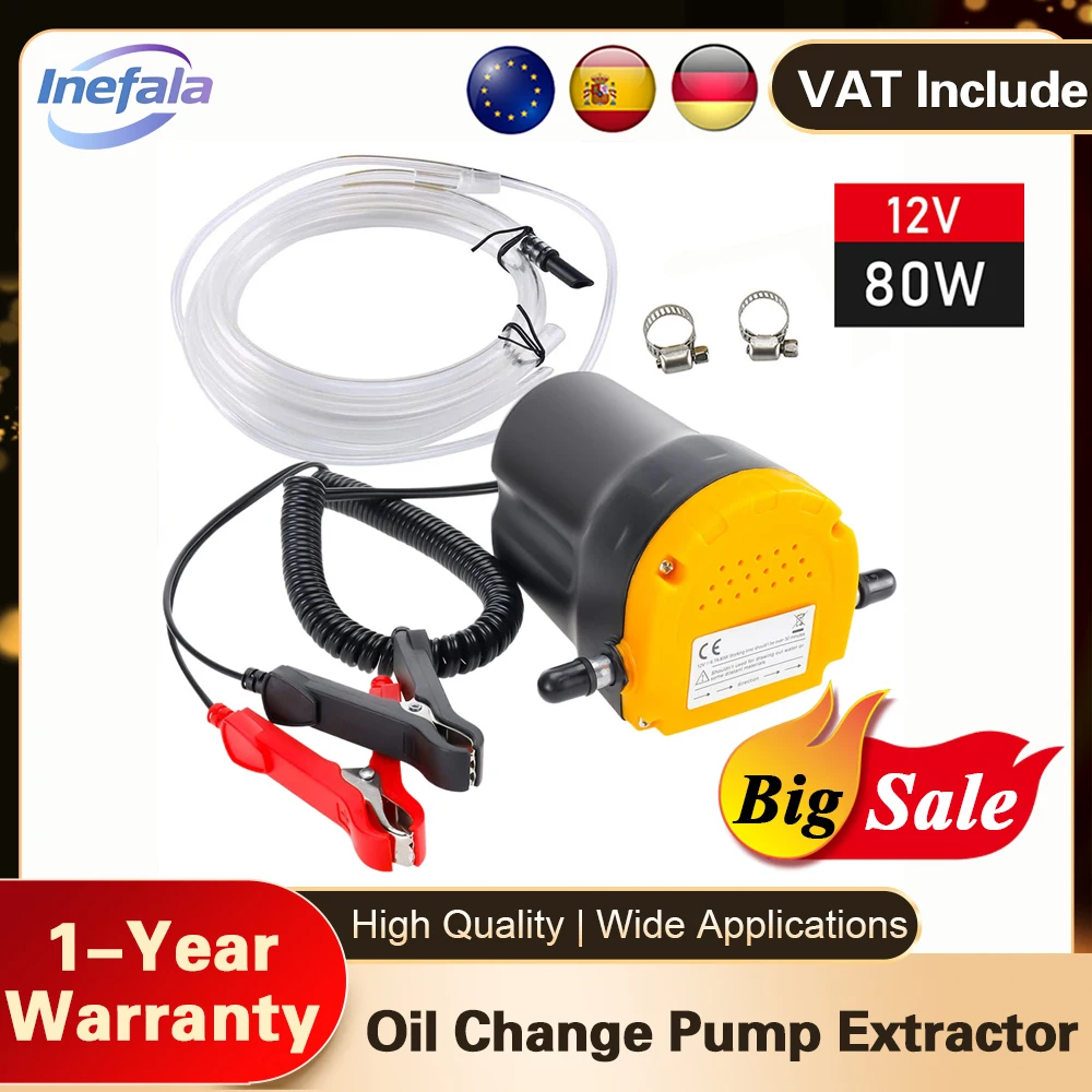 Pompe de vidange d'huile moteur de voiture Inefala 12V, extracteur de liquide diesel électrique, pompe de transfert de carburant par aspiration, pompe à huile électrique pour voiture