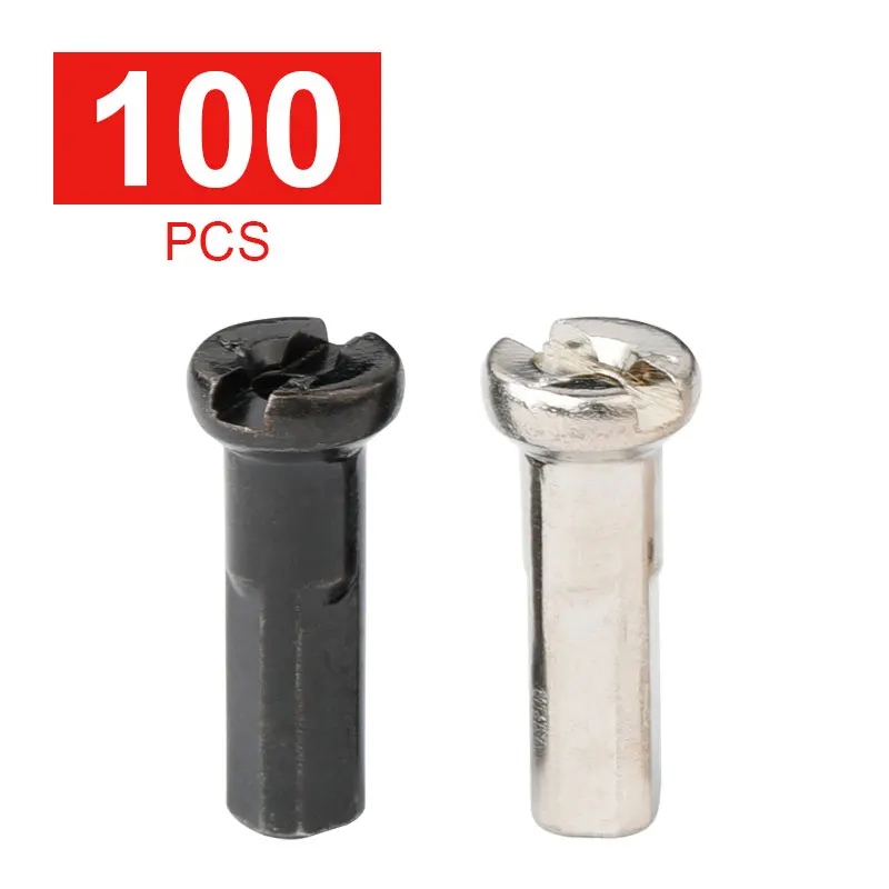 100PCS Brass Spoke Nipples 14G 13G 12G MTB Road Bicycle Wheel E-bike Scooter Rim Caps CU Nuts Copper Parts Coated Silver or Blac