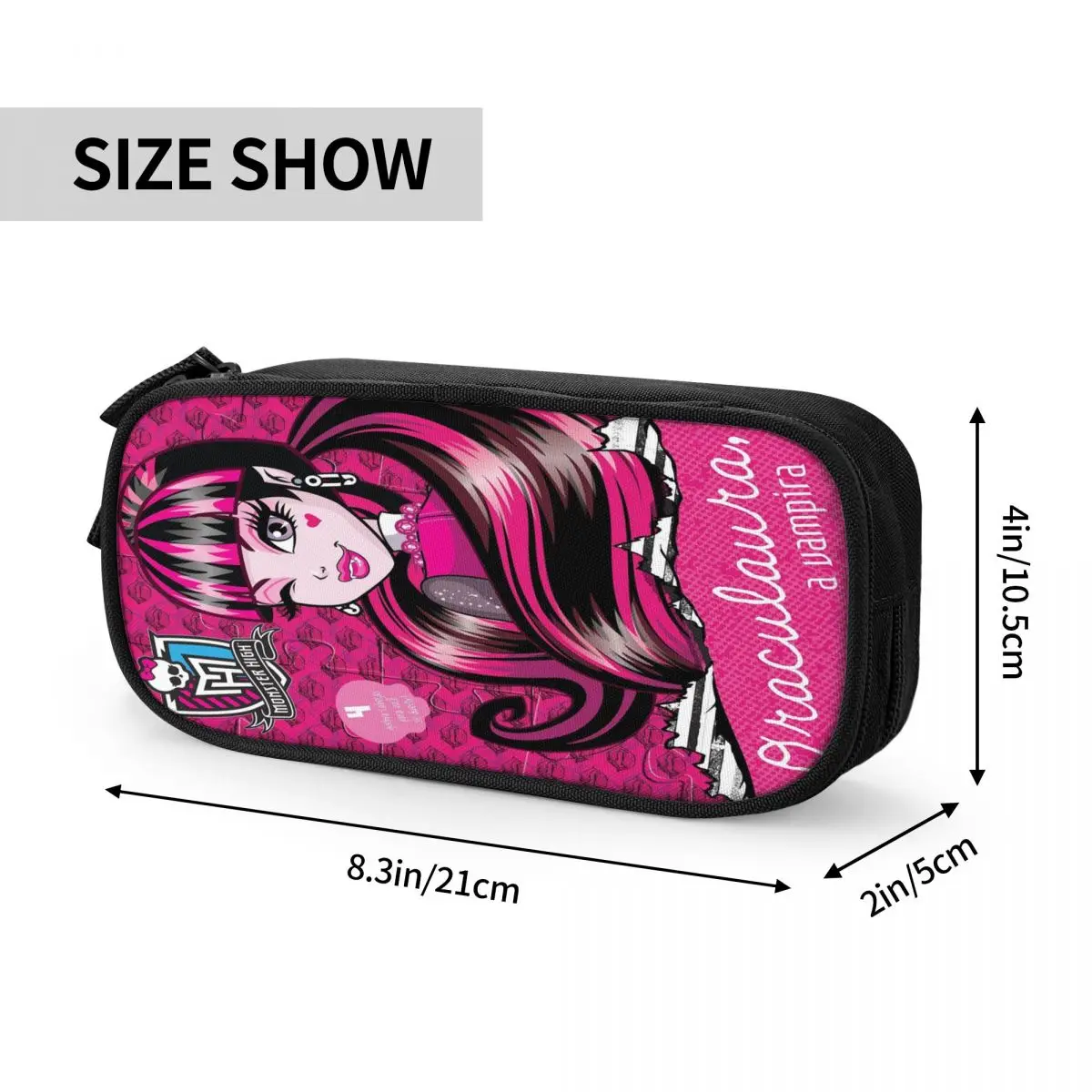 Imagem -04 - Estojo Anime Monstros Alto para Estudantes Bolsa Lápis Kawaii Grande Capacidade Bonecas Góticas Rosa Papelaria para Meninos e Meninas