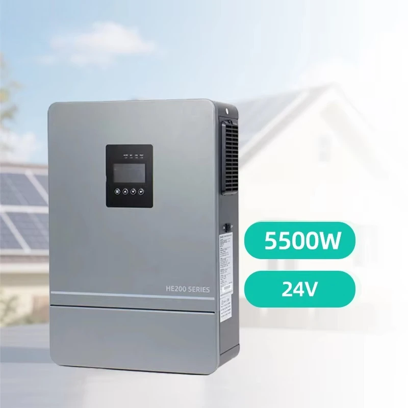 

5.5kW 24V DC Hybrid Solar Inverter 220/230V Dual AC Pure Sine Wave MPPT LCD Display High Frequency 50/60Hz CE Certified