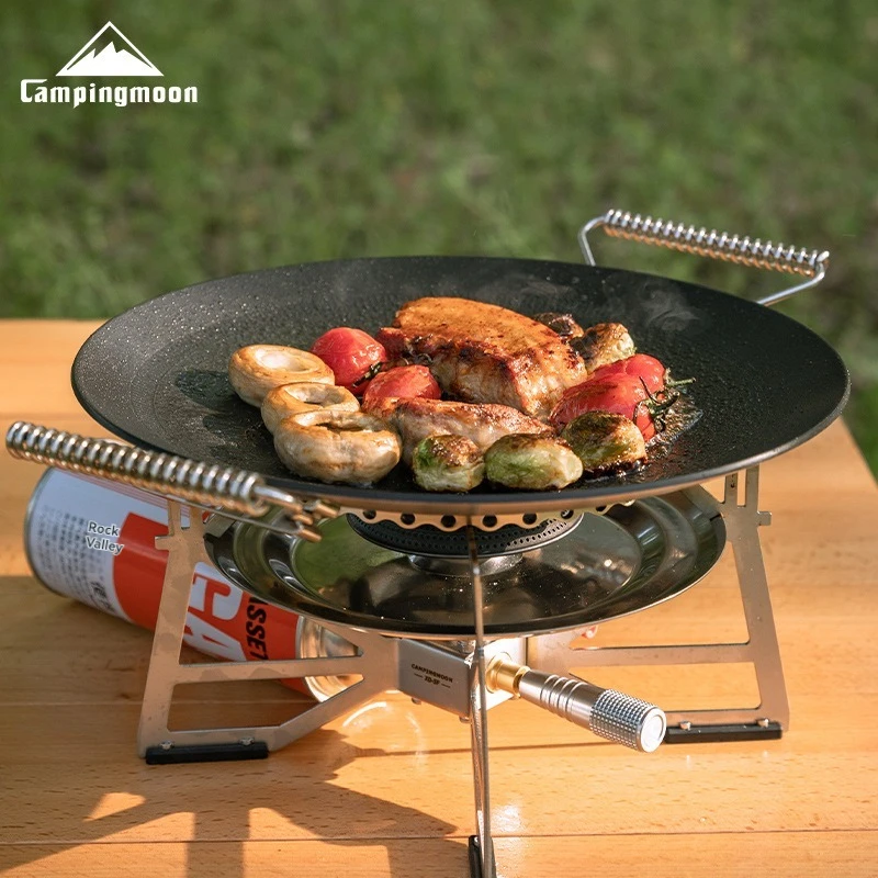 CAMPINGMOON GRW-27F three-layer steel non stick baking tray, small frying pan, kitchen cooking foldable barbecue plate