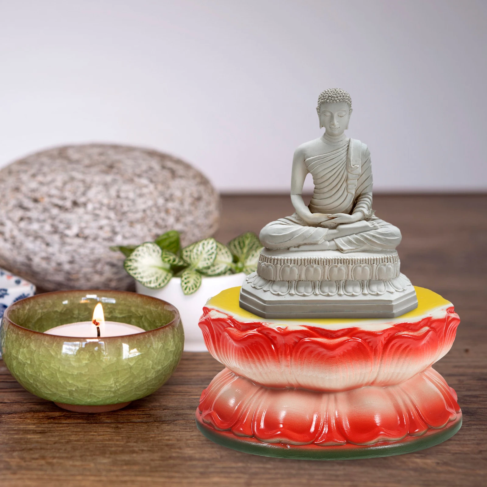 

Avalokitesvara Statue Base Ceramic Buddha Holder Unique Design Fine Workmanship Display Stand Desktop Ornament