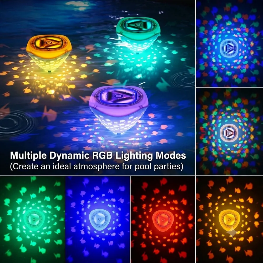 Floating Pool Lights, Waterproof LED Underwater Disco Lights, Colorful Fish-Shaped Projector—for Tubs, Pools, and Home Ambiance