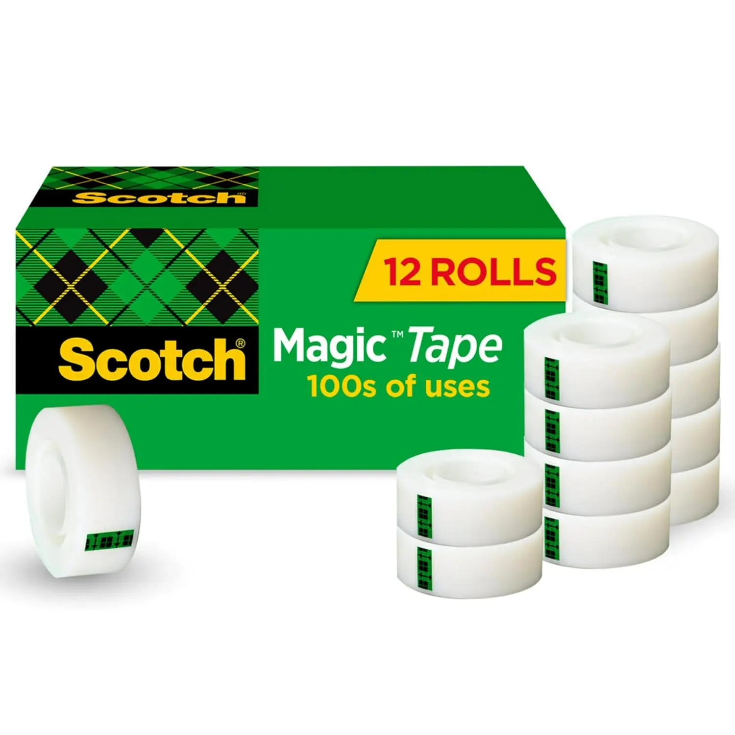 

Magic Tape, Invisible, Home Office Supplies and Back to School Supplies for College and Classrooms, 12 Rolls