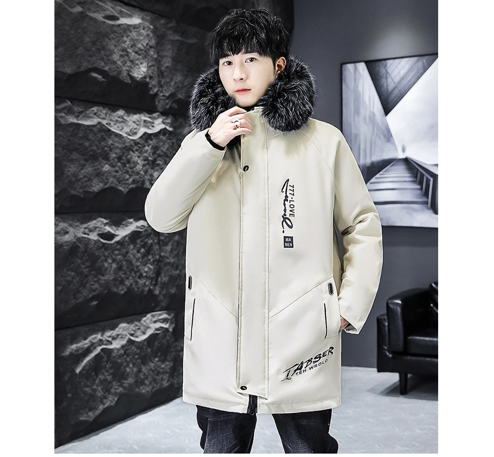 Winter männer Lange Unten Jacke Mode Männlichen Thermische Parkas Mäntel Casual Männer Klassische Pelz Kragen Warme Gepolsterte Jacken Kleidung 5XL – Detail 10