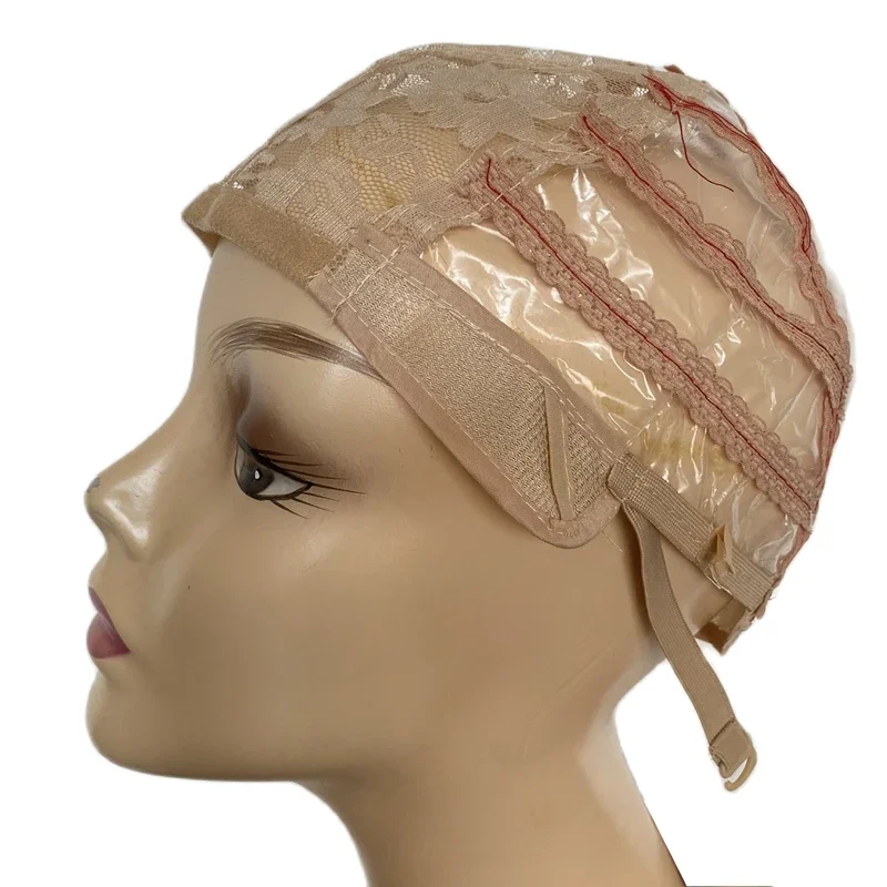 

4 color 5PCS Medium Black Wig Making Cap Top Stretch Plastic Weaving Cap with adjustable Strap for making wigs