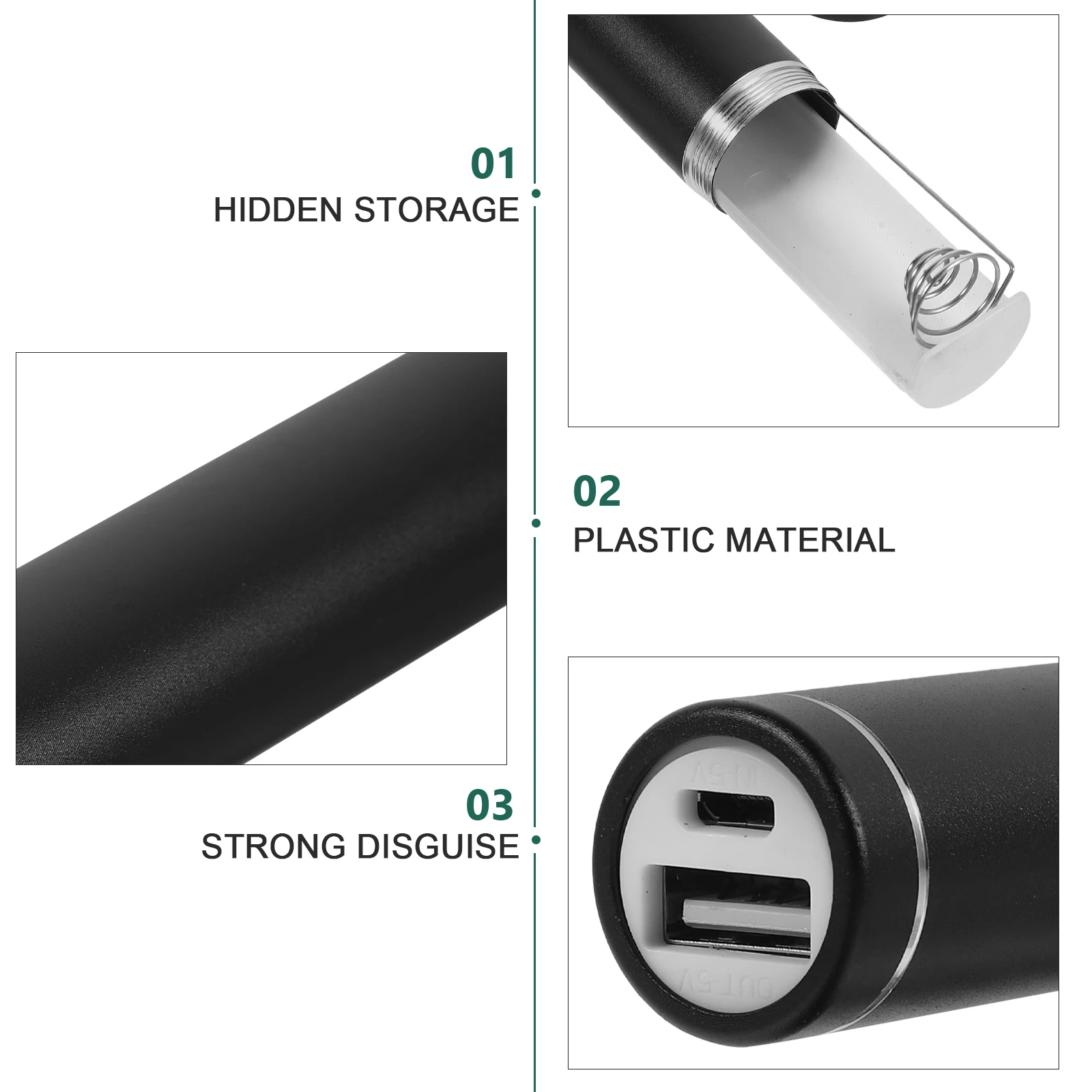 

1pc Fake Power Bank Storage For Coins Medication Stash Discreet Money Holder Compartment Safe Storage Box Plastic For Valuables