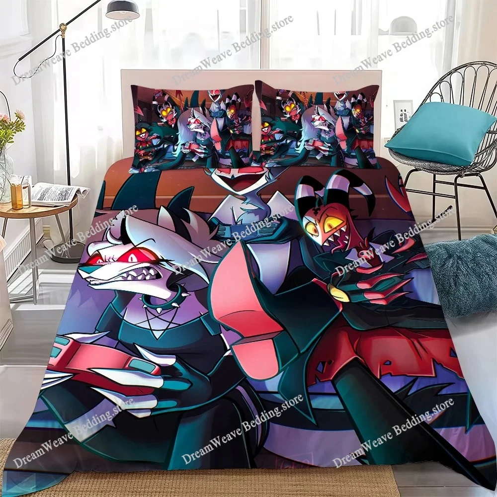 Cartoon H-Helluva Boss Cool Duvet Cover Set Home Style Bedding Soft Laundry Cotton Bed Student Dormitory Gift 4