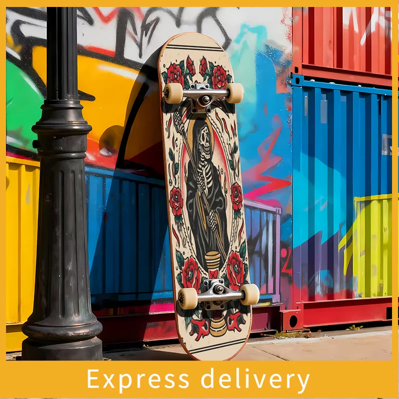 

Наклейка для скейтборда, наклейка на дно скейтборда, крутая наклейка на дно скейтборда с черепом и розой, подходит для скейтбордов, самокатов.