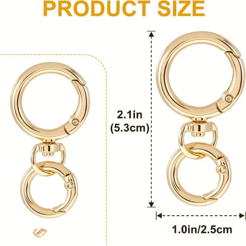 2Sets Round Spring Snap Carabiner Clip O Rings Swivel Trigger Hook Metal Clasps Keychain For Handbag Lanyards DIY Crafts