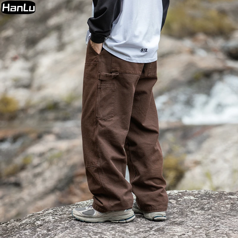 Pantalones de Jogging informales para hombres, pantalones de diseñador remachados, pantalones americanos lavados antiguos, moda de otoño e invierno, nuevos