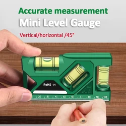 Mini Magnetic Horizontal e Vertical Pocket Level Gauge, Medidor de madeira, Magnet Spirits Bubble Leveler, Medida Ferramenta