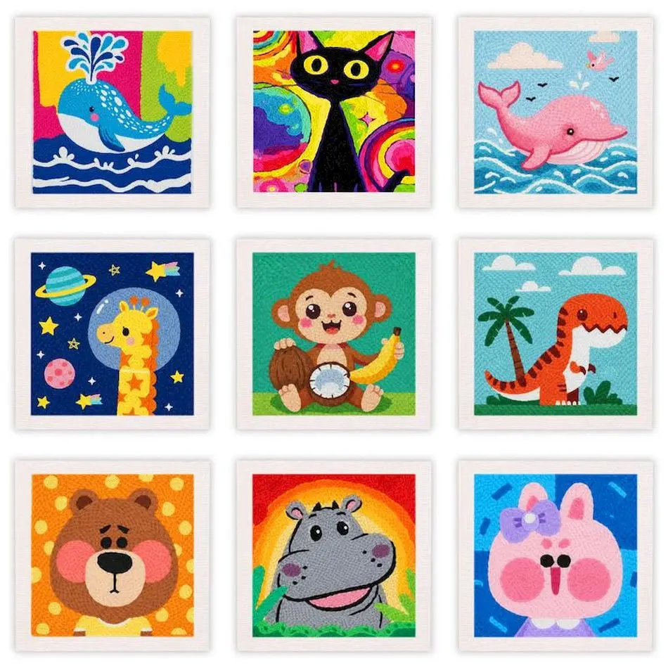 

GATYZTORY embroidery punch needle animals Art and crafts with needles 25x25cm Embroidered patches diy Sewing kit Yarn Home Decor