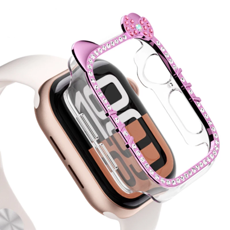 Diamant-Hülle für Apple Watch 11 10 Gehäuse 42mm 46mm 41mm 44mm 40mm 45mm Zubehör Bling Bumper Schutz iWatch Series 9 8 SE 7 – Detail 2