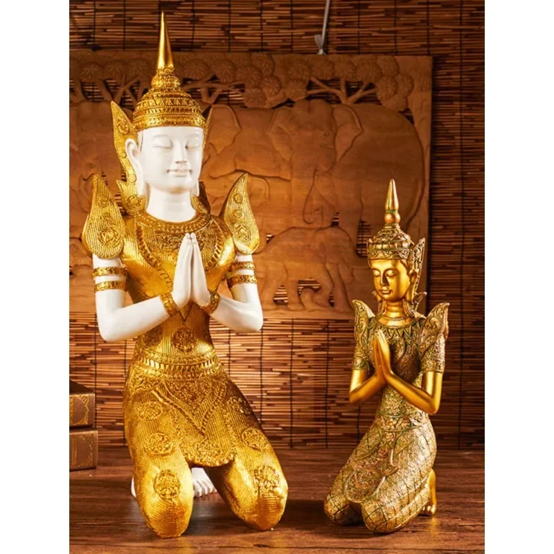 

South East Asia Welcome Kneeling Buddha Ornament Thai Style Restaurant Clubhouse Hotel Lobby Decoration Zen Resin Crafts