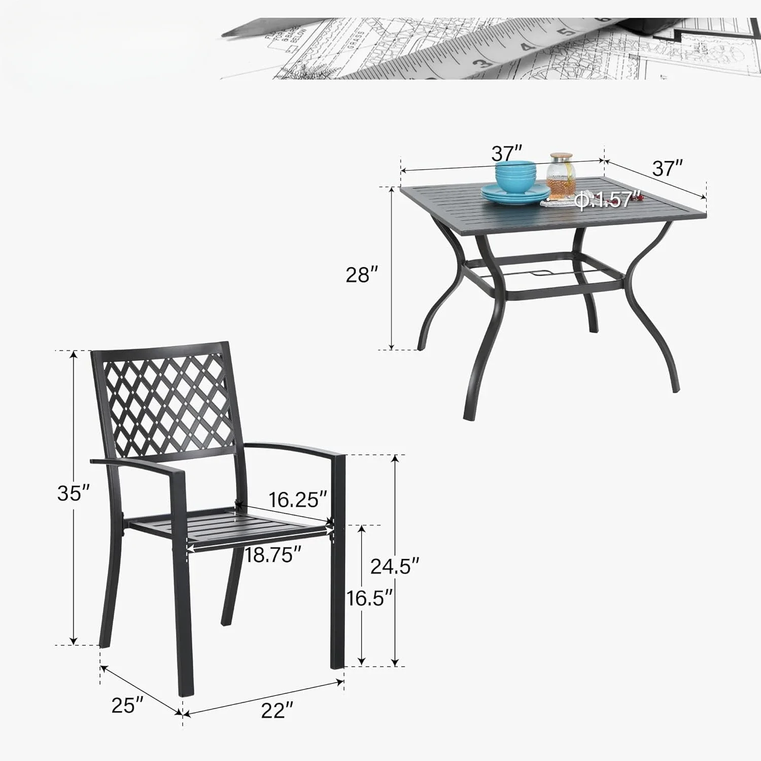 Table and Chairs Outdoor Dining Set - 37