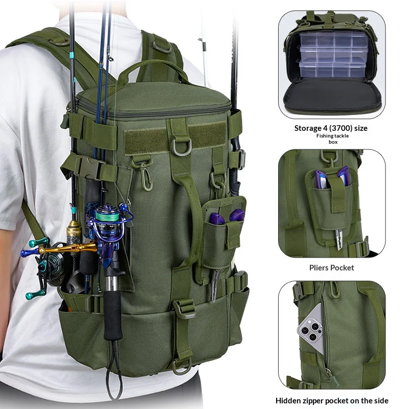

Multifunctional outdoor mountaineering bag waterproof Oxford cloth fishing Luya backpack outdoor hiking fitness bag