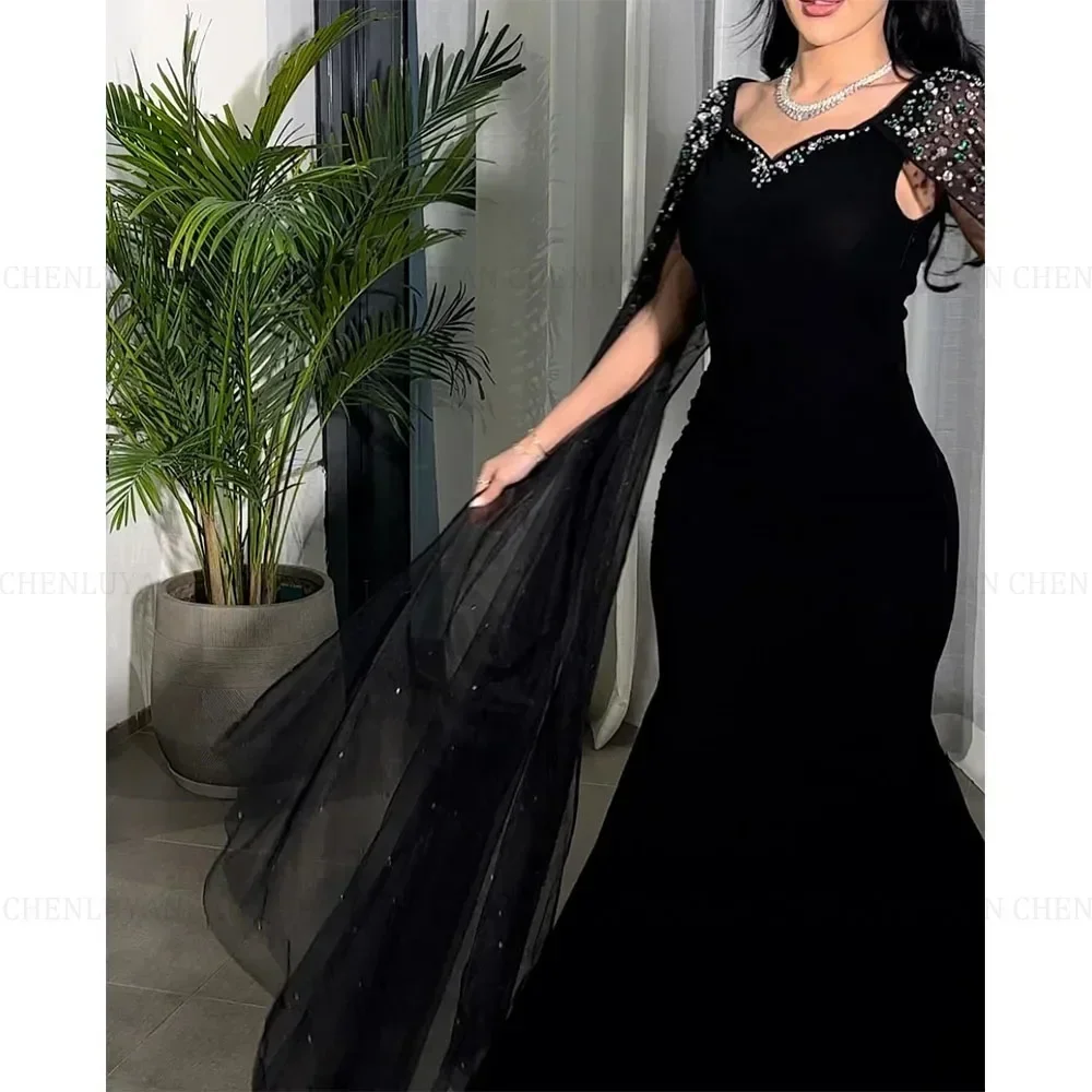 Customized Evening Dresses Luxury Saudi Arabia Beading Formal Occasion Dresses Mermaid V-Neck Long Evening Beading Long Dresses