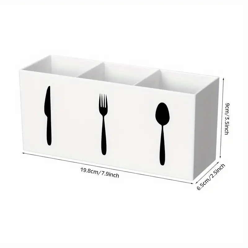 

Acrylic Desktop Organizer 3 Compartments Pen Holder Silverware Knife, Fork And Spoon Cutlery