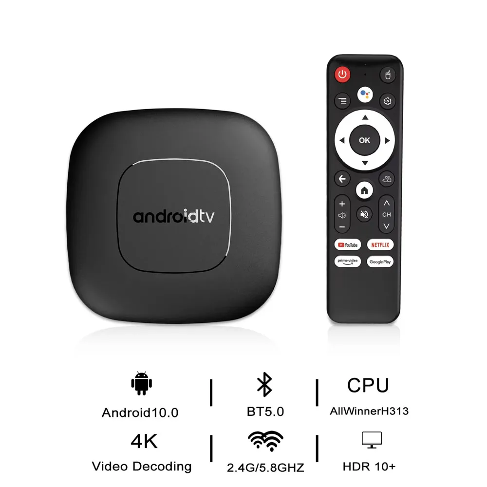 

Smart TV Box Потоковый плеер Allwinner H313 Google Assistant Домашний кинотеатр Потоковочный плеер Поддержка 8K 4K BT Voice Media Playba