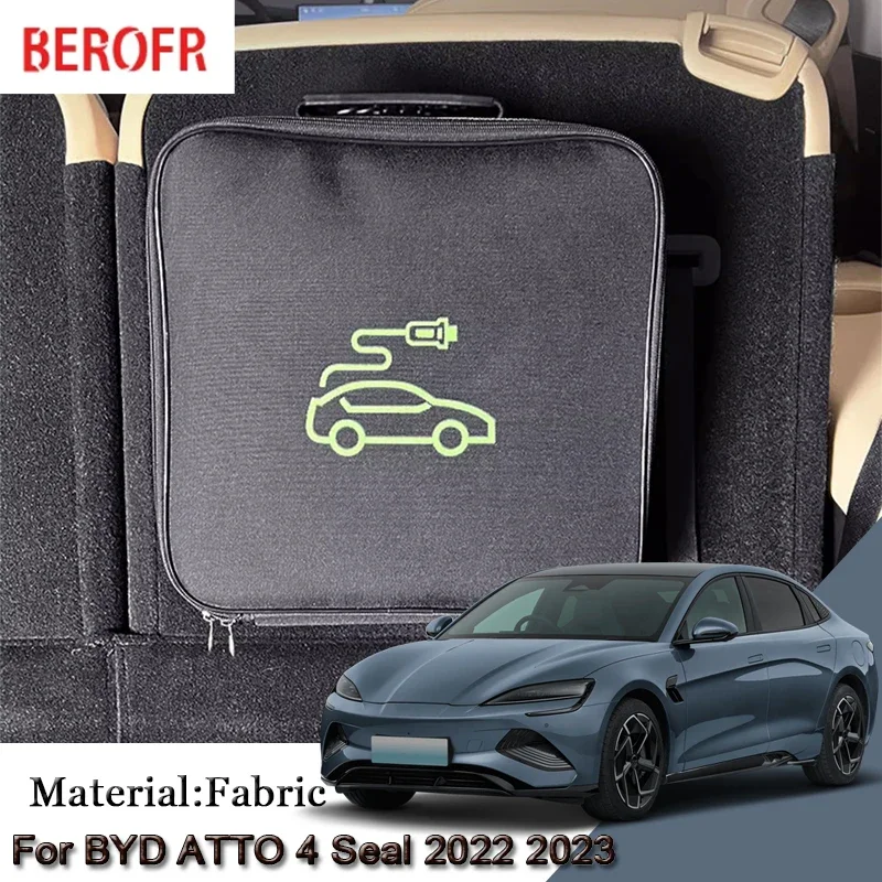 EV Car Charging Cable Storage Carry Bag For BYD ATTO 4 Seal 2022 2023 Charger Plugs Sockets Waterproof Fire Retardant Acccessory