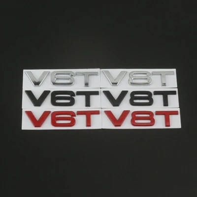 5X 3D Metal V6T V8T Side Wing Fender Emblem Sticker Rear Trunk Badge Decals for A4 A3 A5 A6 A7 A8 Q3 Q5 Q7 S3 S4 S5 S6 RS