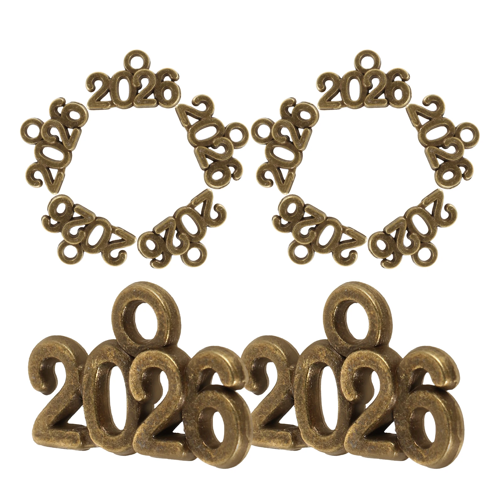 

100 Pcs Year Pendant Crown Jewelry Embellishment for Diy Accessories Golden Zinc Alloy