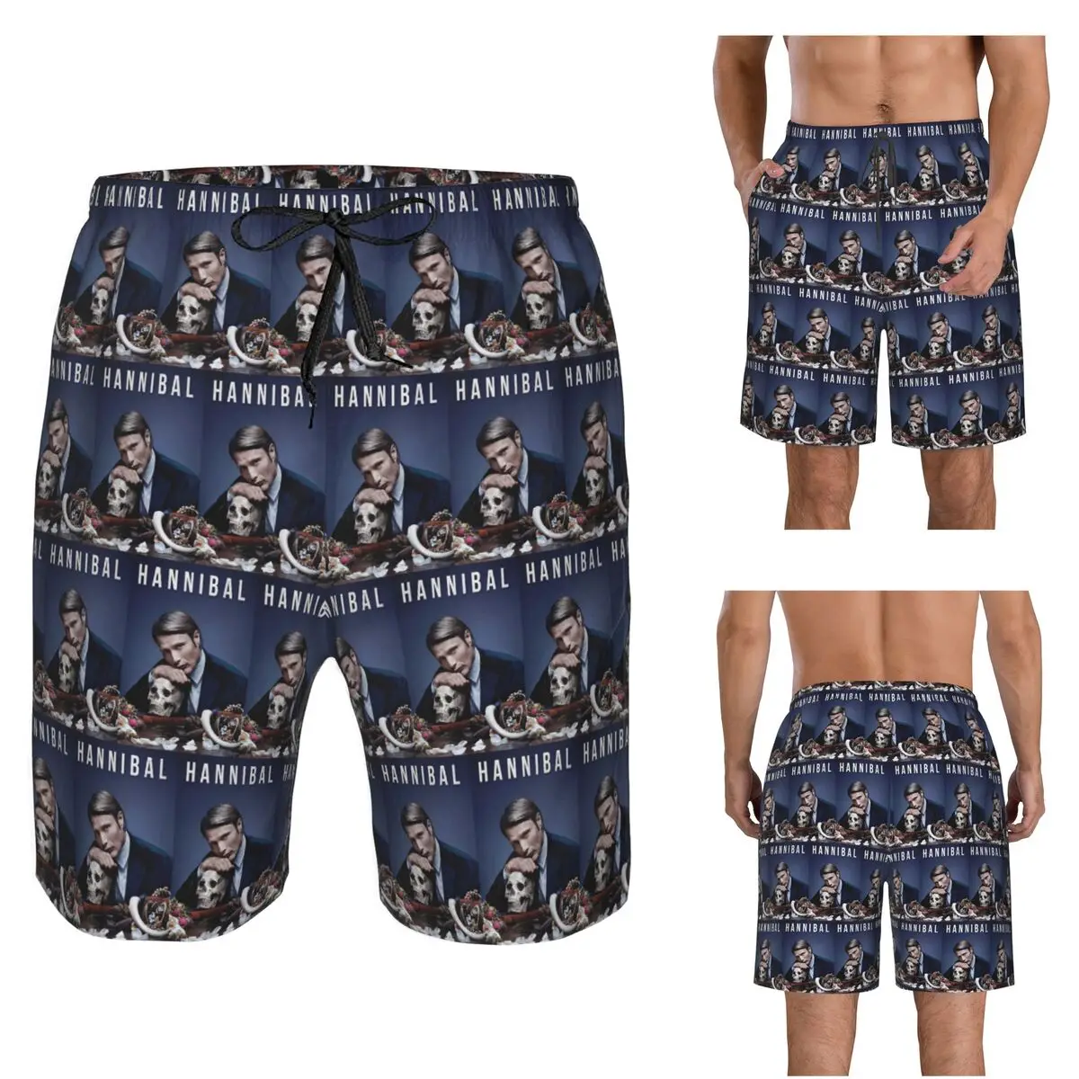 Hannibal Mads Mikkelsen Horror Movie Merch Trunks Beach Board Shorts Casual Quick Dry Swimming Summer Men Pants
