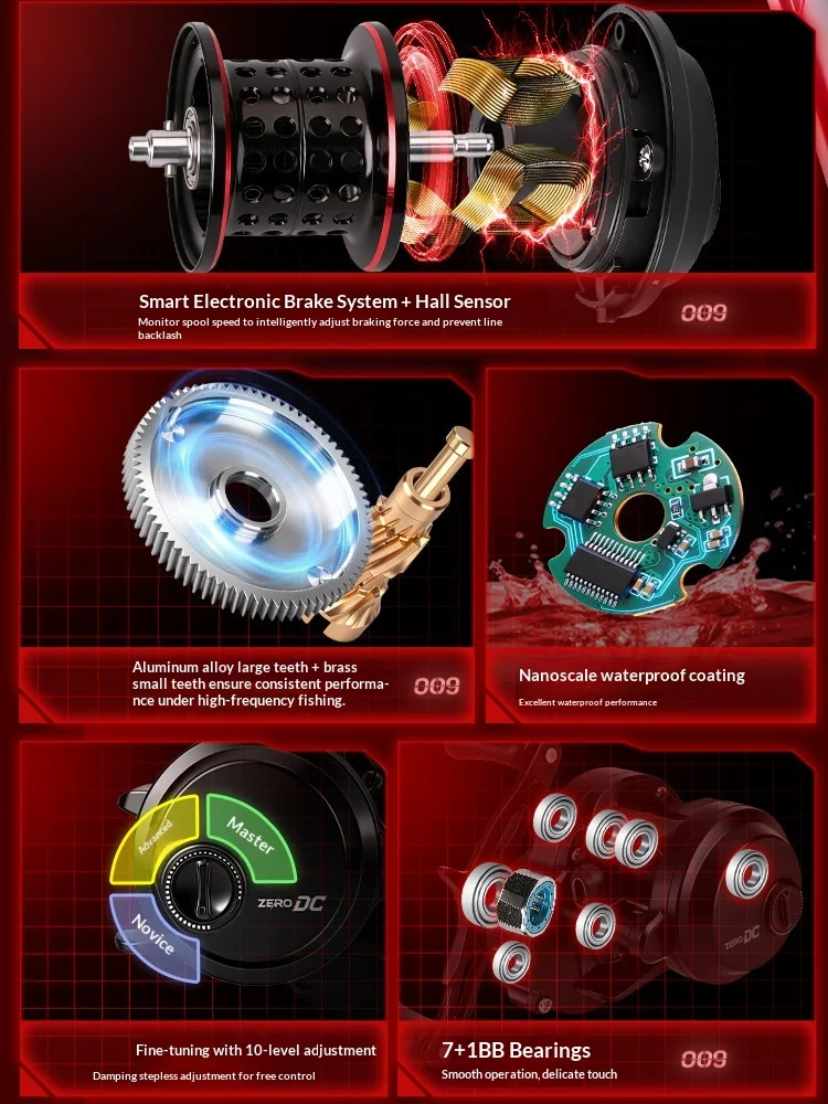 New Product Fishingfans Zero Dcmini Drum Reel 7+1bb 7.1:1 156g Smart Electronic Brake Hall Sensor Anti-Backlash Compact Body