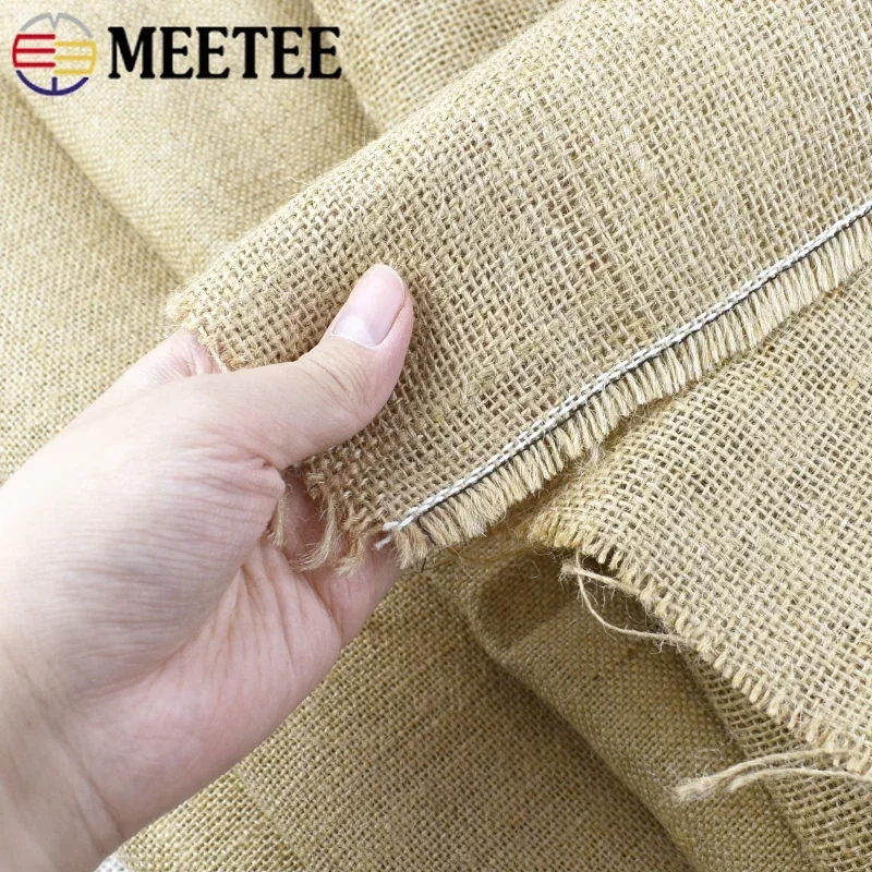 50/100x160cm Meetee Natural Burlap Fabric Per Meter Mesh Linen Textile Cloth for Bags Placemats Tablecloth DIY Decor Accessories