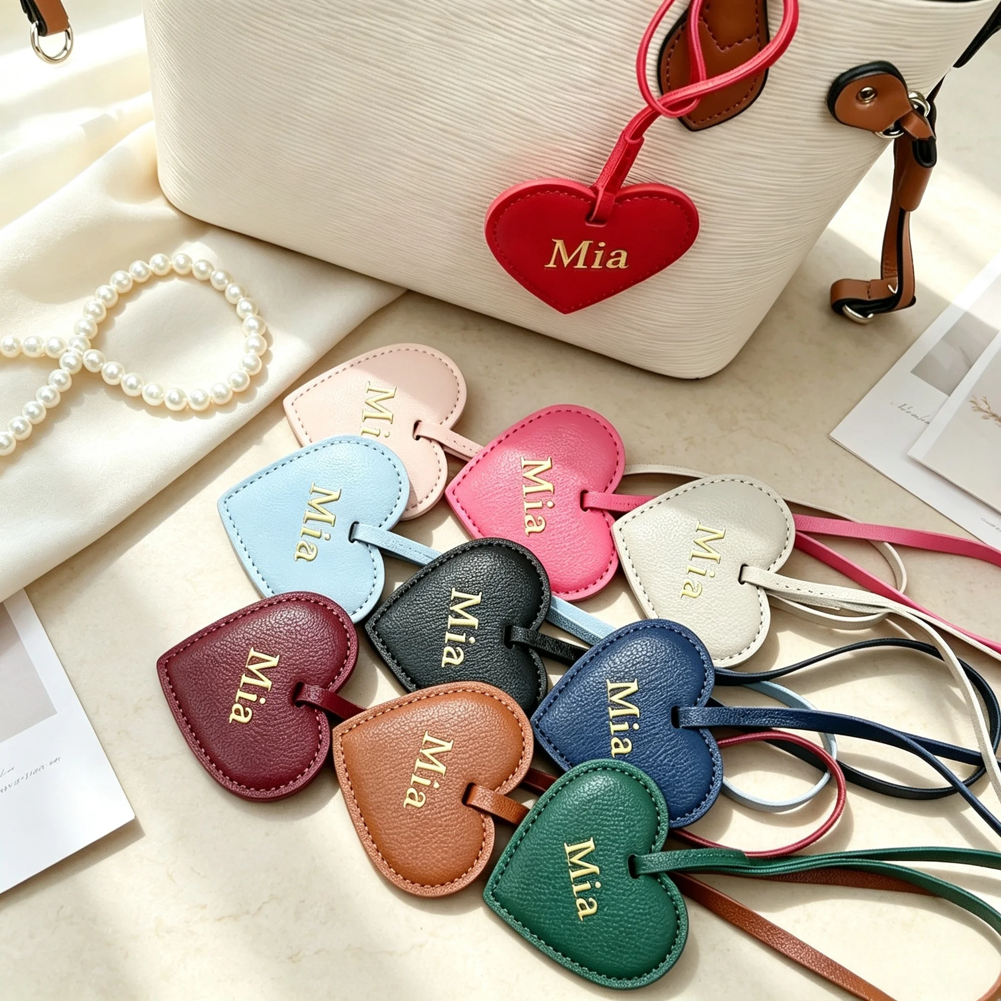 Customized Name Creative Heart-Shaped PU Leather Single-Shoulder Bag,Elegant Double-Shoulder Crossbody Bag Pendant, Personalized